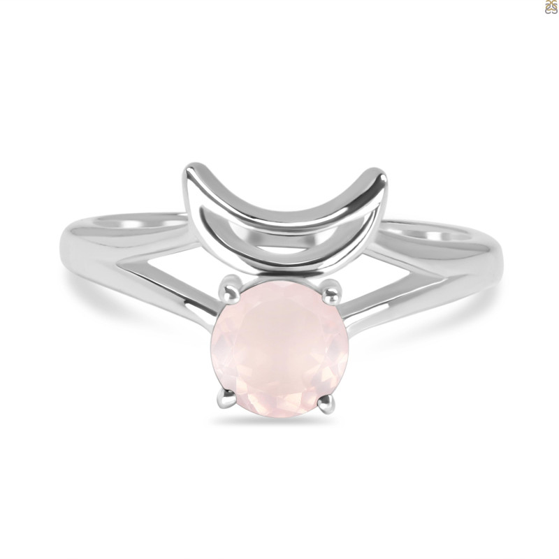 Rose Quartz Crescent Moon Ring RSQ-RDR-2151.