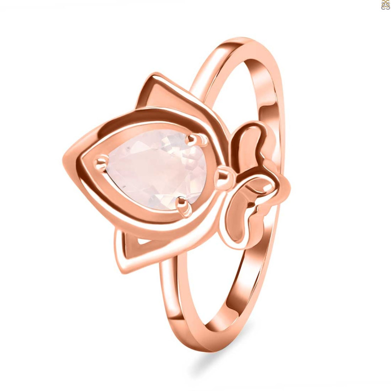 Rose Quartz Lotus Ring RSQ-RDR-2157.