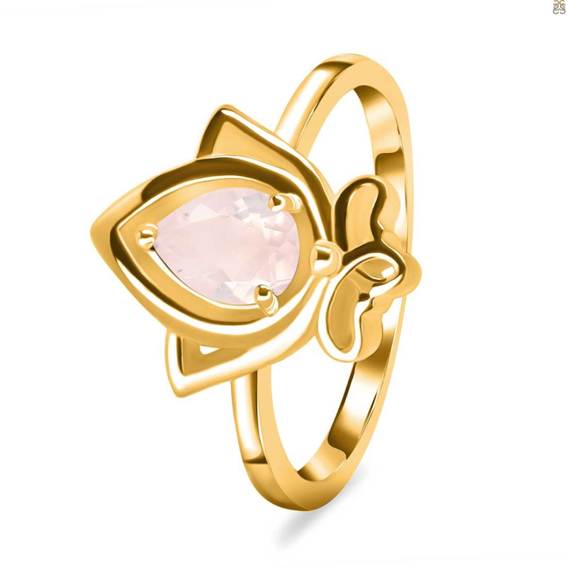 Rose Quartz Lotus Ring RSQ-RDR-2157.