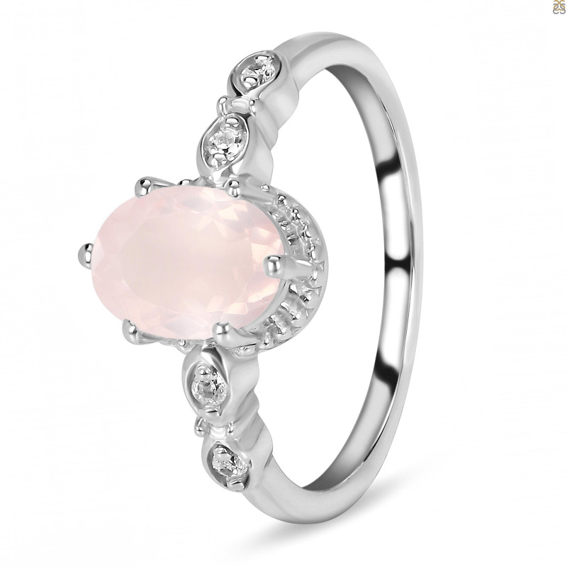 Rose Quartz & White Topaz Ring
