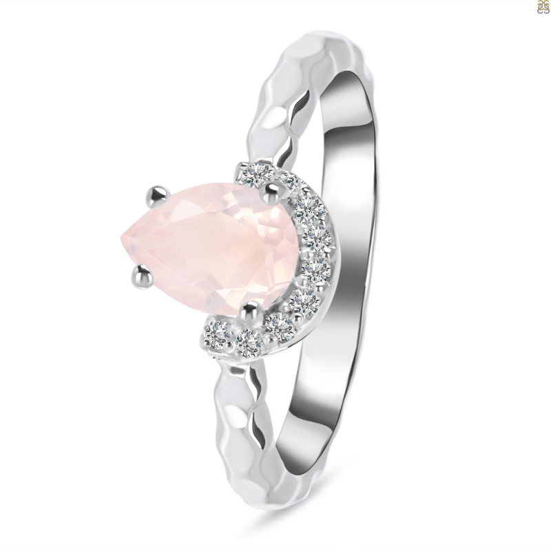 Rose Quartz & White Topaz Ring RSQ-RDR-2192.