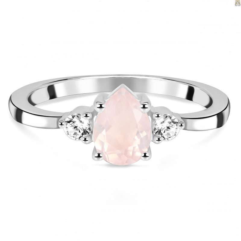 Rose Quartz & White Topaz Ring RSQ-RDR-2213.