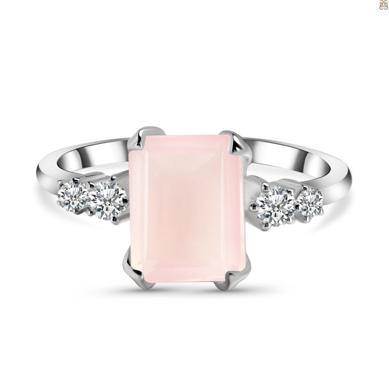Rose Quartz & White Topaz Ring RSQ-RDR-2215.