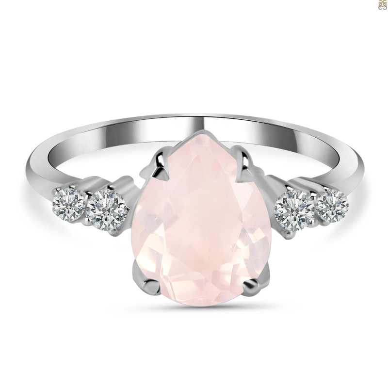 Rose Quartz & White Topaz Ring RSQ-RDR-2216.
