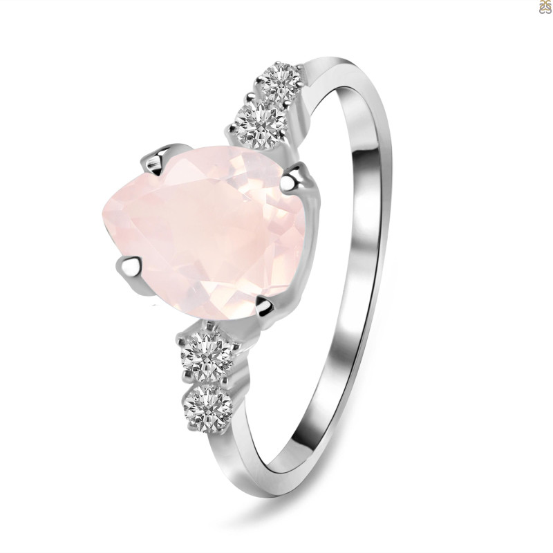 Rose Quartz & White Topaz Ring RSQ-RDR-2216.