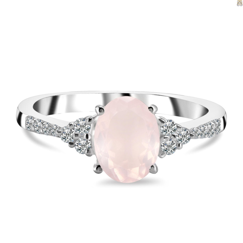 Rose Quartz & White Topaz Ring RSQ-RDR-2219.