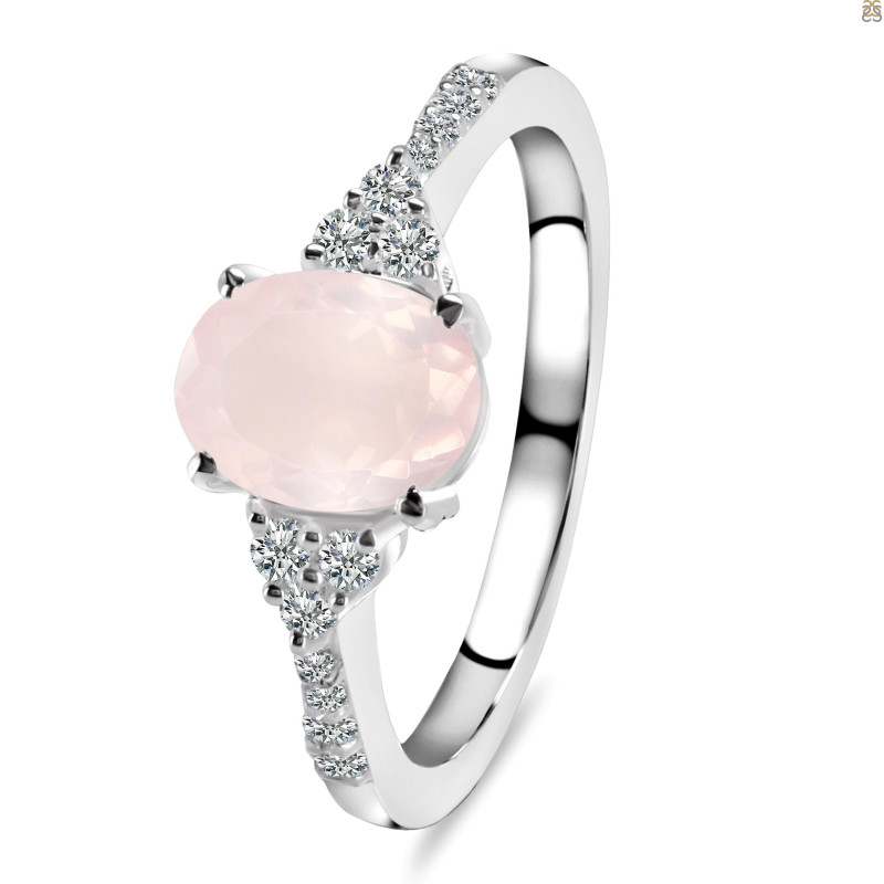 Rose Quartz & White Topaz Ring
