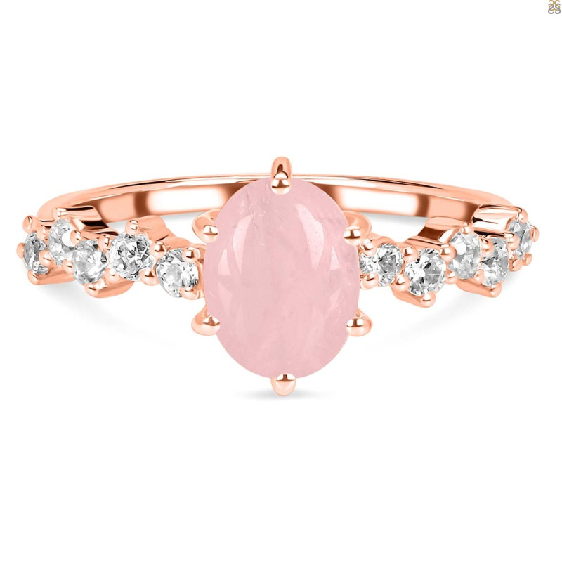 Rose Quartz & White Topaz Ring RSQ-RDR-2241.