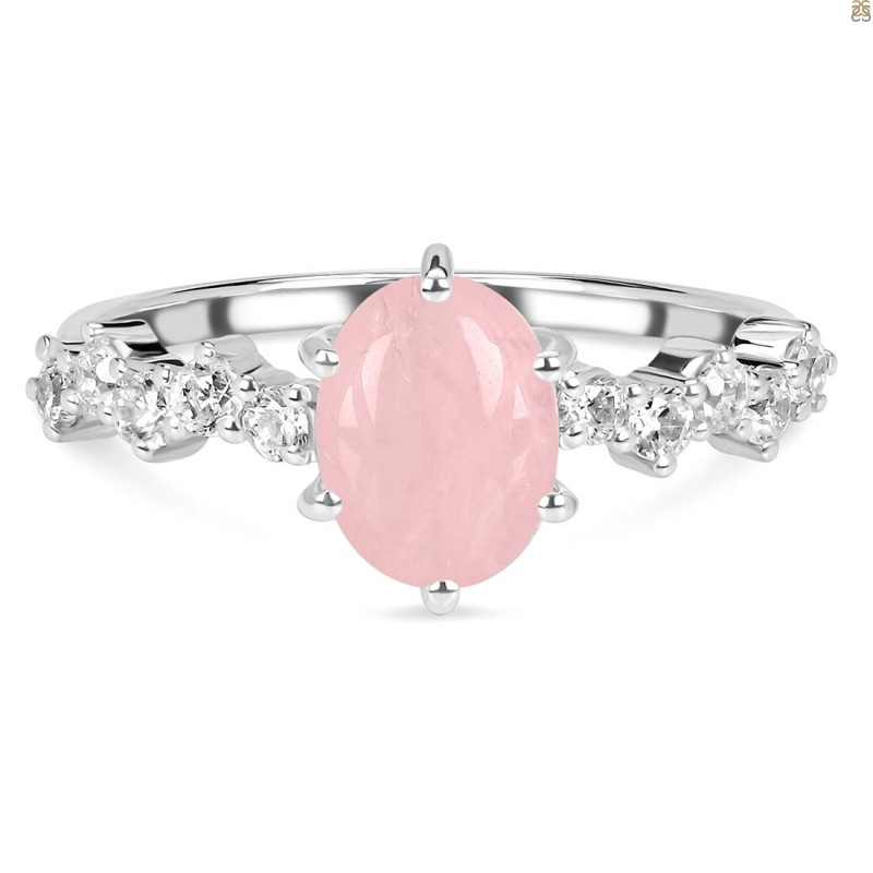 Rose Quartz & White Topaz Ring RSQ-RDR-2241.