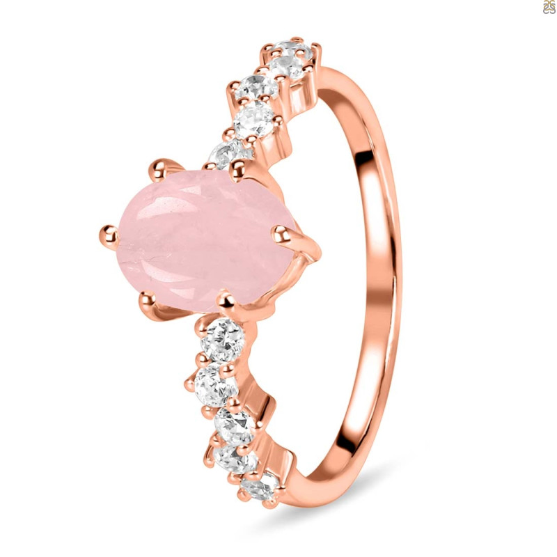 Rose Quartz & White Topaz Ring RSQ-RDR-2241.