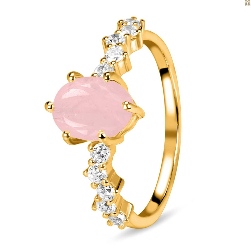 Rose Quartz & White Topaz Ring RSQ-RDR-2241.
