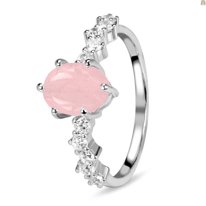 Rose Quartz & White Topaz Ring