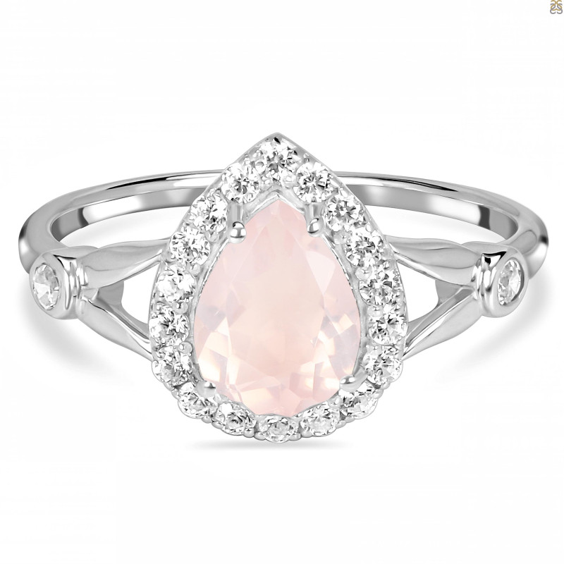 Rose Quartz & White Topaz Ring RSQ-RDR-2243.
