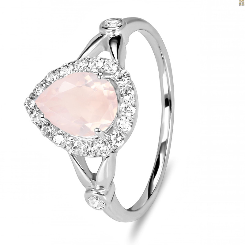 Rose Quartz & White Topaz Ring