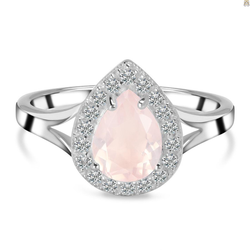 Rose Quartz & White Topaz Ring RSQ-RDR-2253.