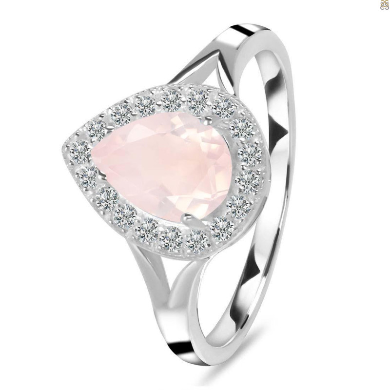 Rose Quartz & White Topaz Ring