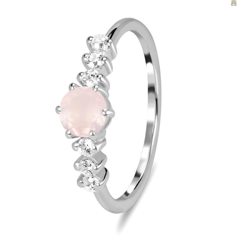 Rose Quartz & White Topaz Ring