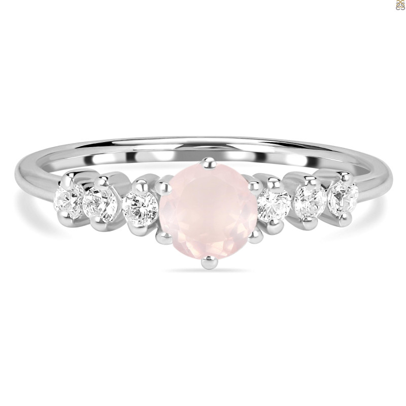 Rose Quartz & White Topaz Ring RSQ-RDR-2259.