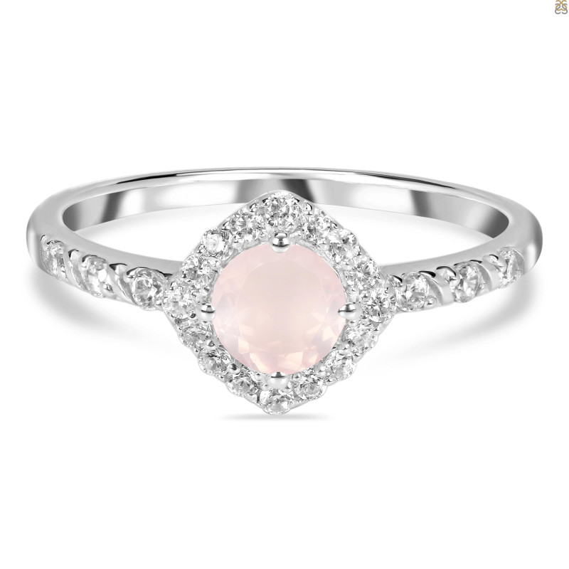 Rose Quartz & White Topaz Ring