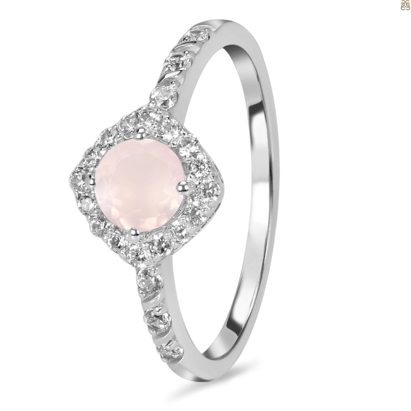 Rose Quartz & White Topaz Ring RSQ-RDR-2260.