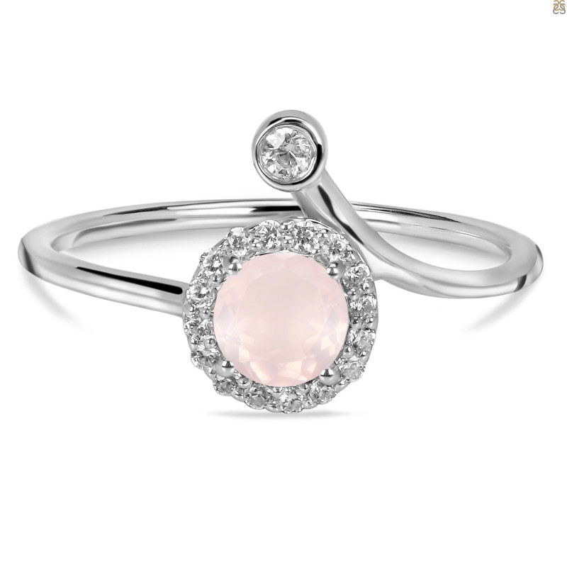 Rose Quartz & White Topaz Ring RSQ-RDR-2261.