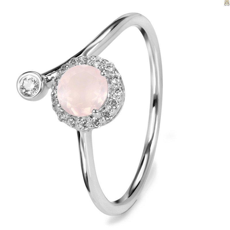 Rose Quartz & White Topaz Ring
