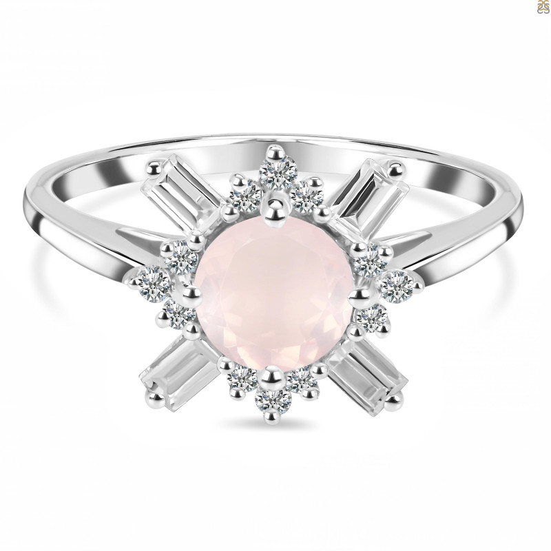 Rose Quartz & White Topaz Ring RSQ-RDR-2264.