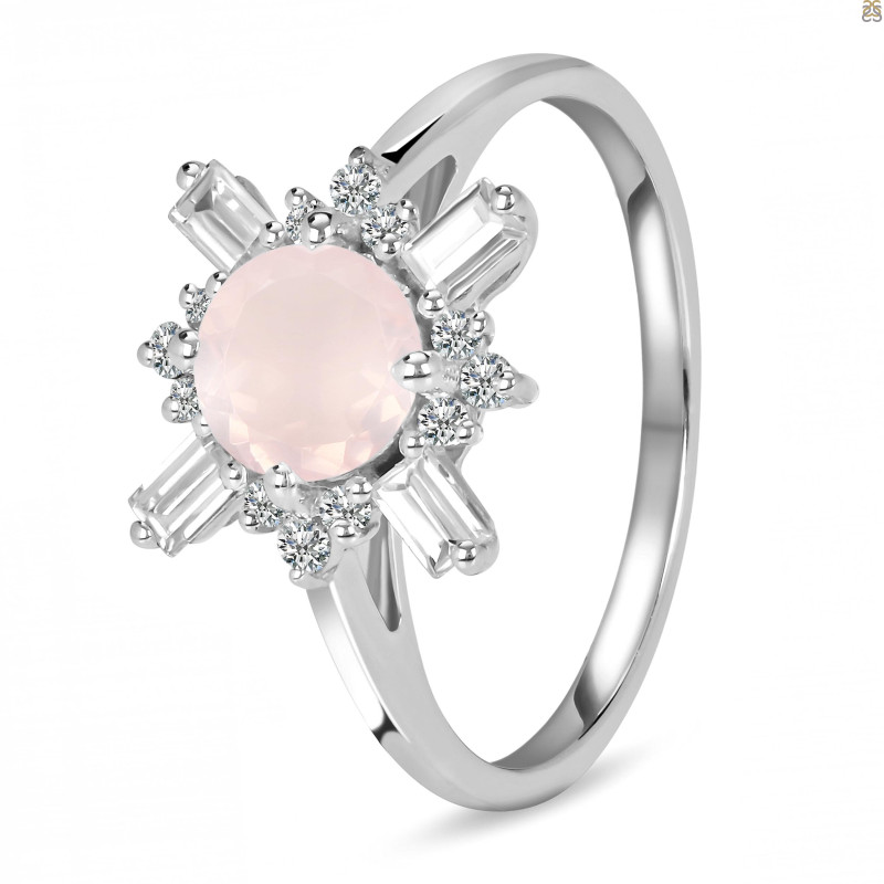 Rose Quartz & White Topaz Ring RSQ-RDR-2264.