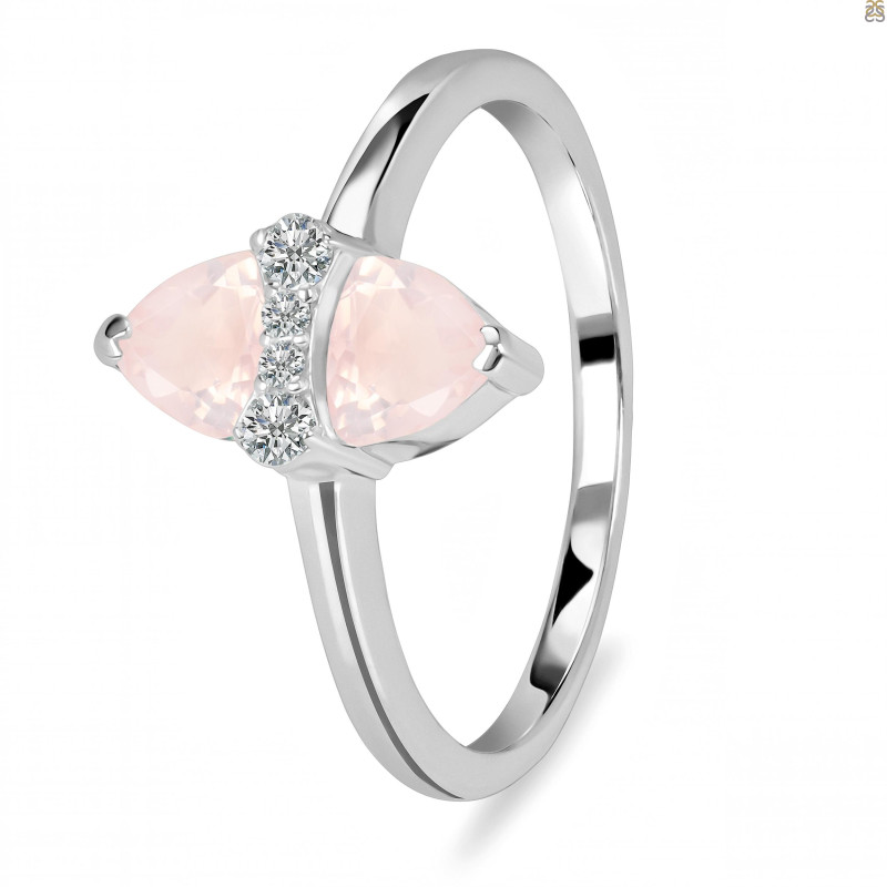 Rose Quartz & White Topaz Ring
