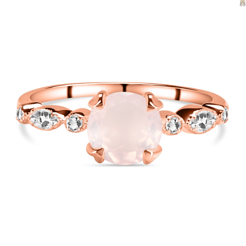Rose Quartz & White Topaz Ring RSQ-RDR-2269.
