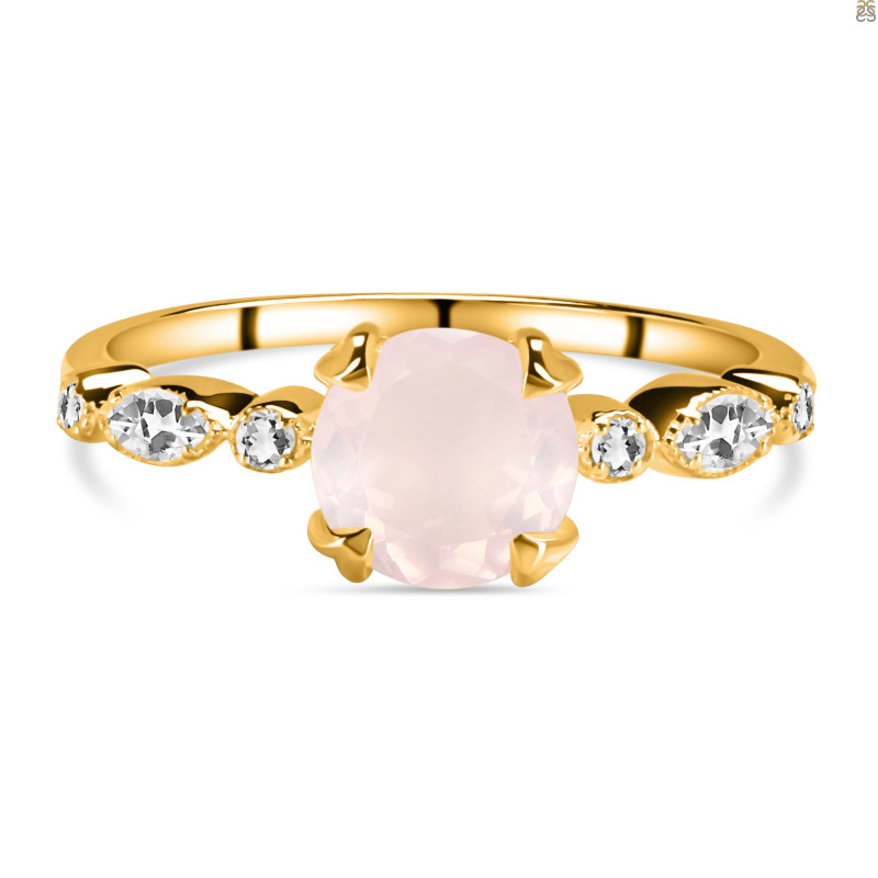 Rose Quartz & White Topaz Ring RSQ-RDR-2269.