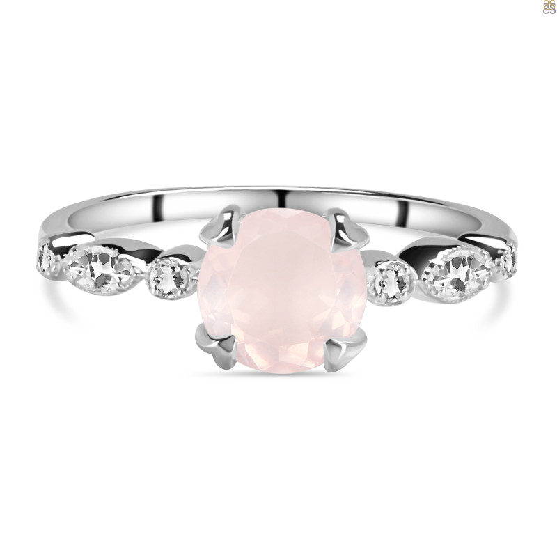 Rose Quartz & White Topaz Ring RSQ-RDR-2269.