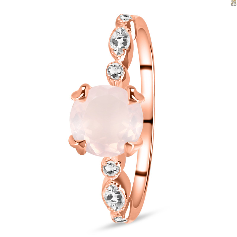 Rose Quartz & White Topaz Ring RSQ-RDR-2269.