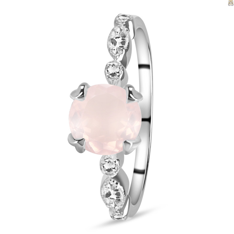 Rose Quartz & White Topaz Ring