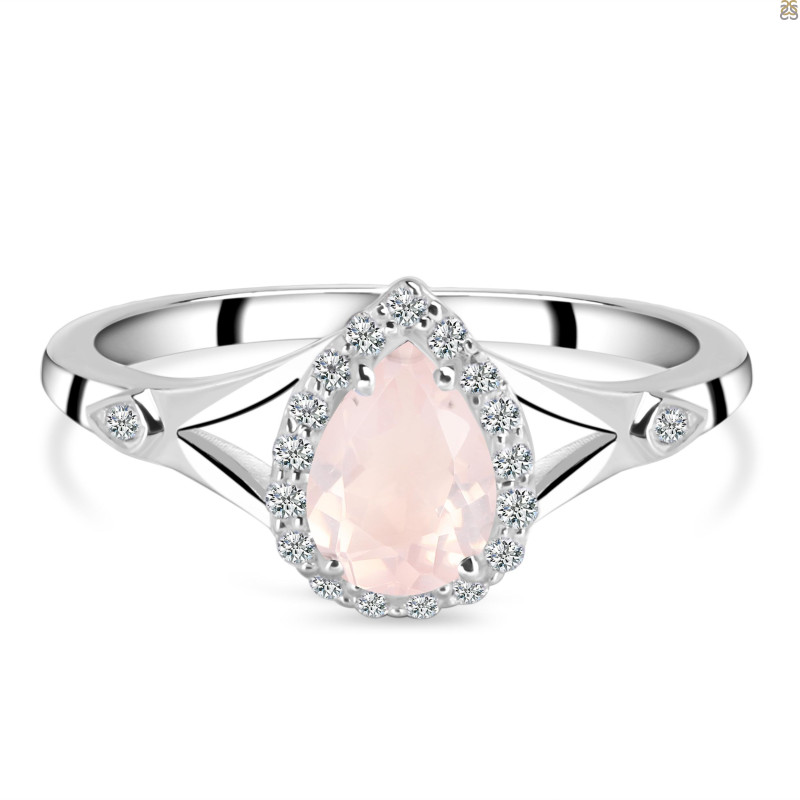 Rose Quartz & White Topaz Ring RSQ-RDR-2271.