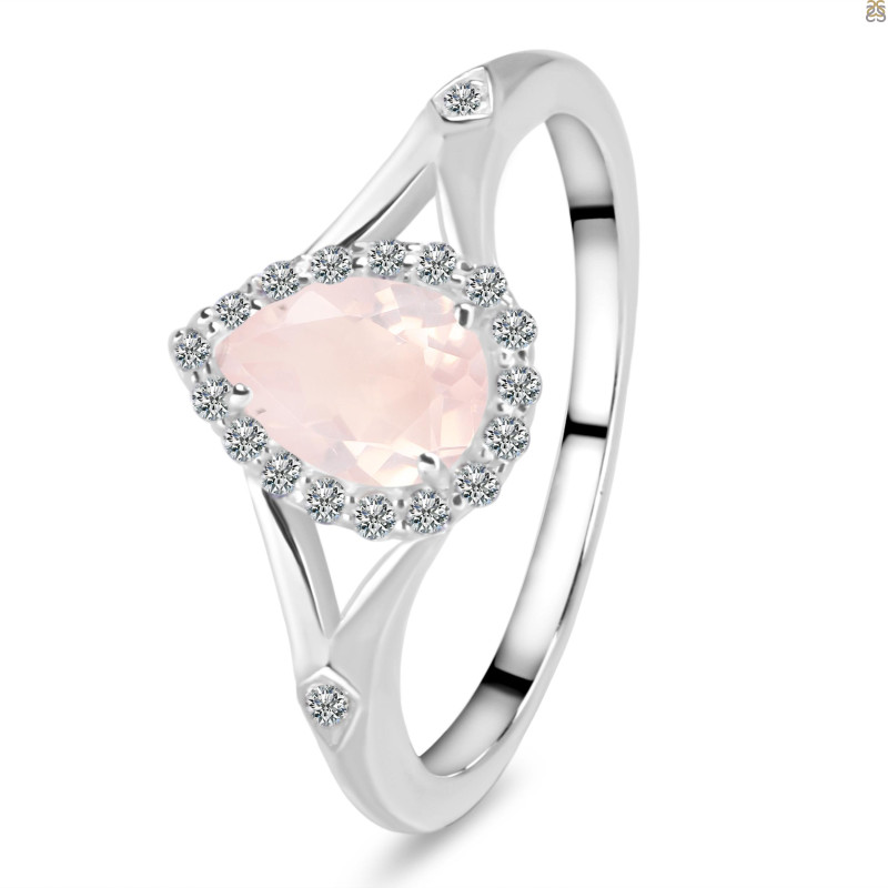 Rose Quartz & White Topaz Ring