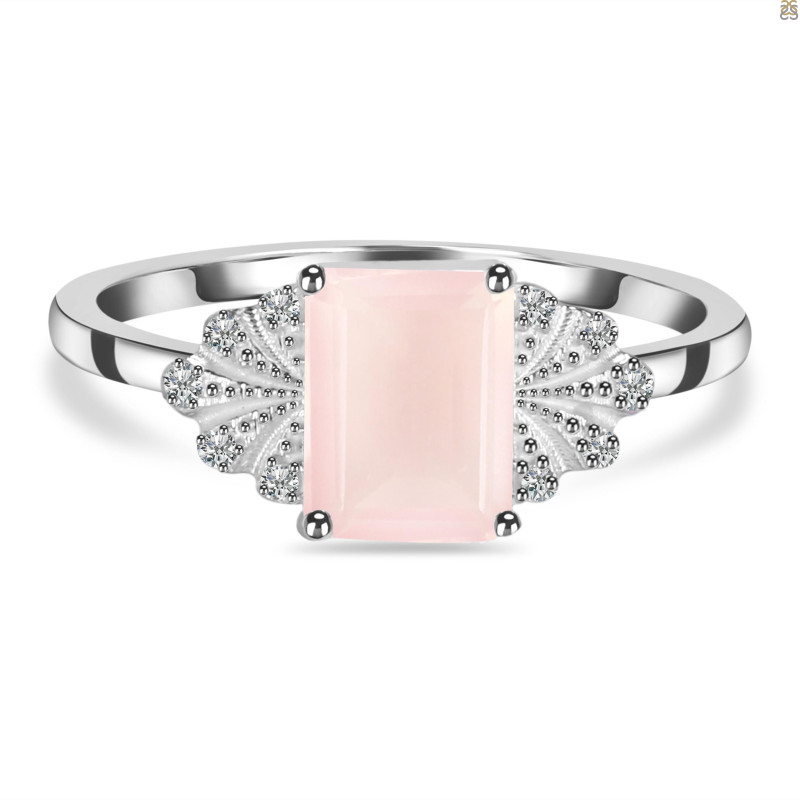Rose Quartz & White Topaz Ring RSQ-RDR-2272.
