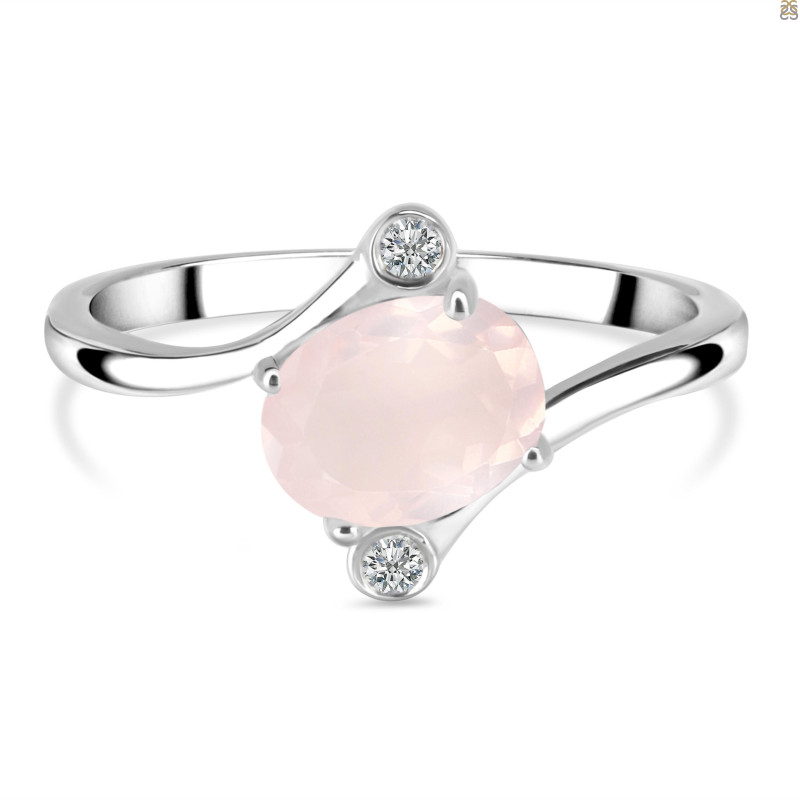 Rose Quartz & White Topaz Ring RSQ-RDR-3264.