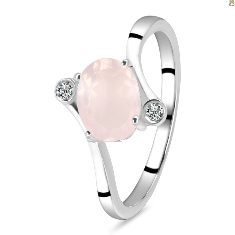 Rose Quartz & White Topaz Ring