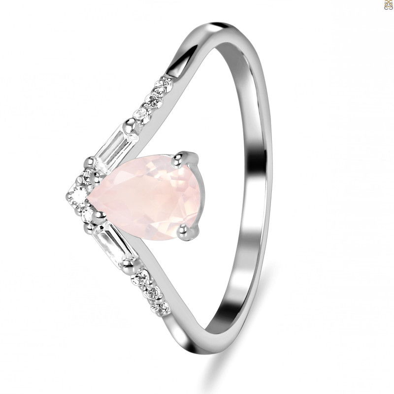 Rose Quartz & White Topaz Ring