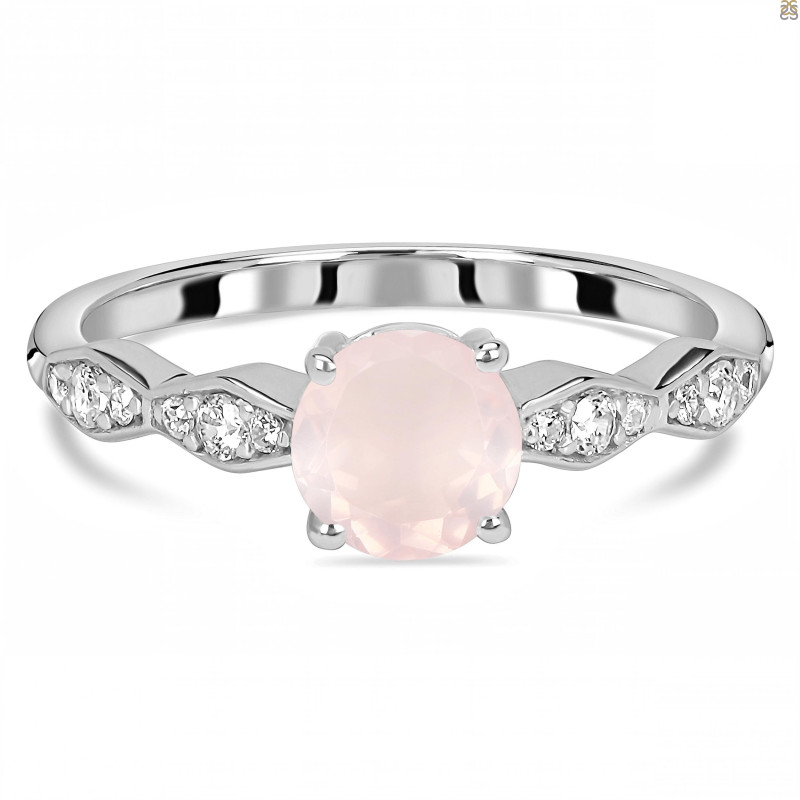 Rose Quartz & White Topaz Ring RSQ-RDR-2288.