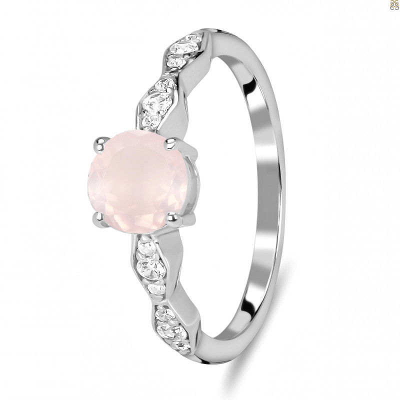 Rose Quartz & White Topaz Ring