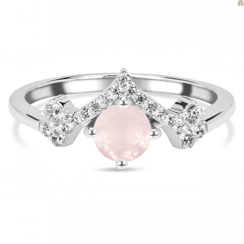 Rose Quartz & White Topaz Ring RSQ-RDR-2296.