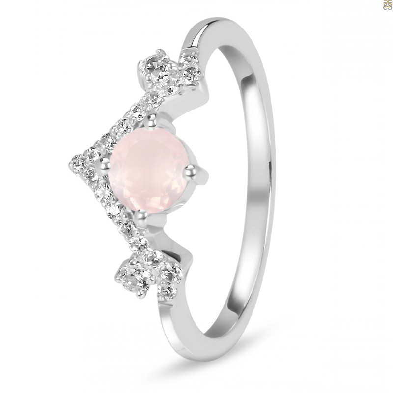 Rose Quartz & White Topaz Ring