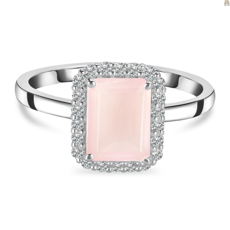 Rose Quartz & White Topaz Ring RSQ-RDR-2302.