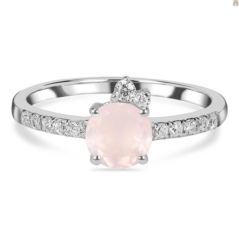 Rose Quartz & White Topaz Ring RSQ-RDR-2303.