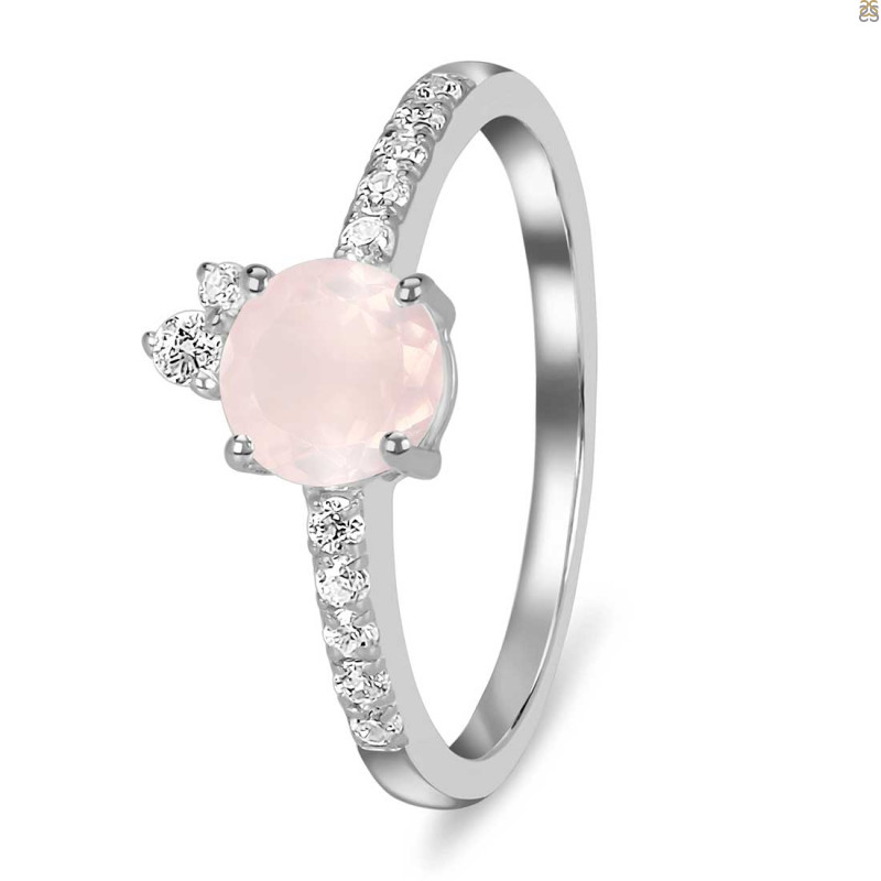 Rose Quartz & White Topaz Ring