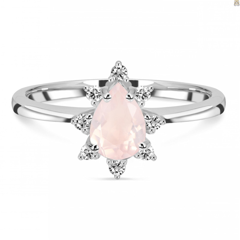 Rose Quartz & White Topaz Ring RSQ-RDR-2305.
