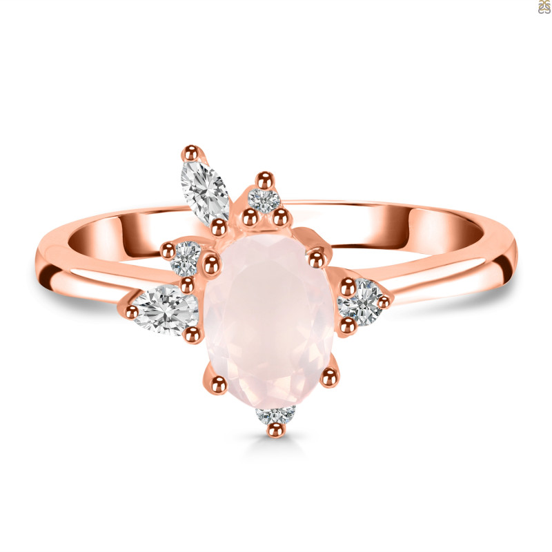 Rose Quartz & White Topaz Ring RSQ-RDR-2398.