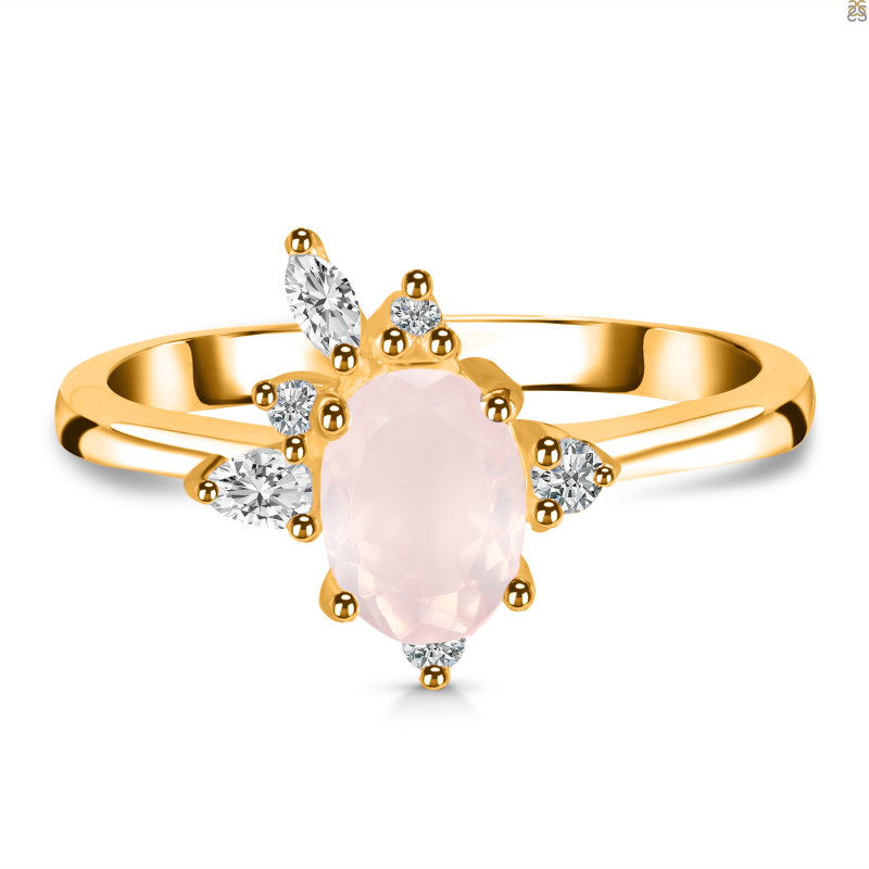 Rose Quartz & White Topaz Ring RSQ-RDR-2398.
